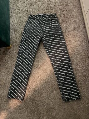 Alexander Wang Black and White Logo-Print Pants